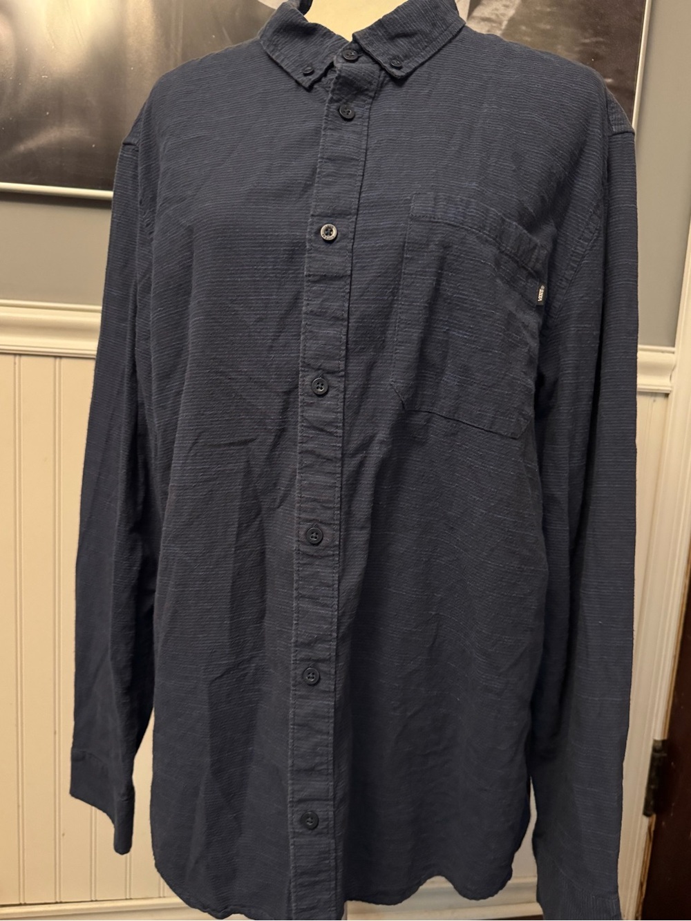 Vans Blue Striped Long Sleeve Button Down Shirt Size XL Skater Off The Wall